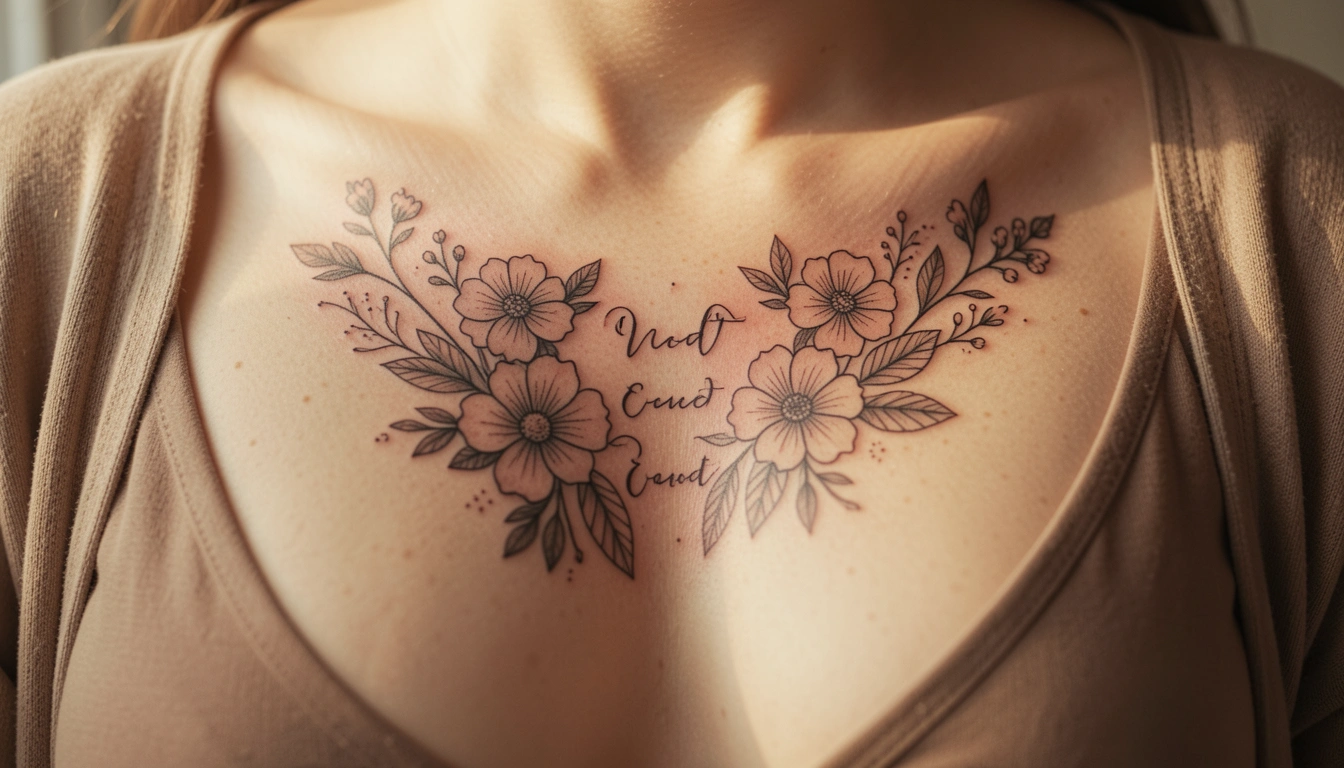 21 Meaningful Between the Breast Tattoos with Hidden Meaning
