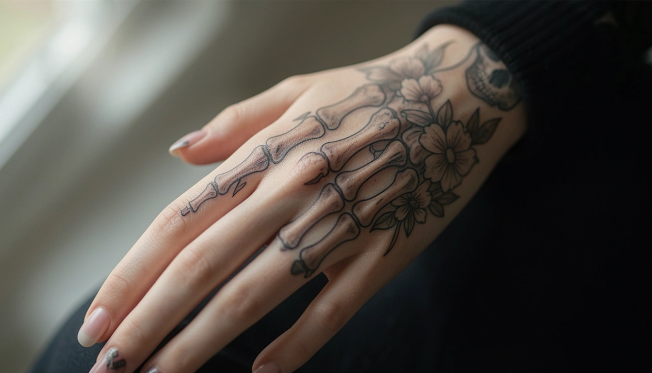17 Beautiful Skeleton Hand Tattoos for Feminine Energy