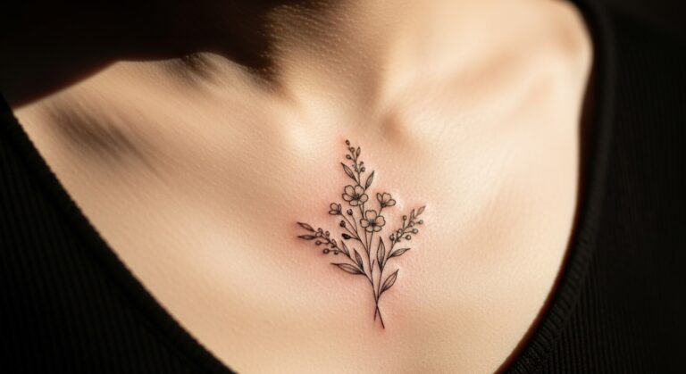 21 Minimalist Sternum Tattoos for Women with Quiet Elegance