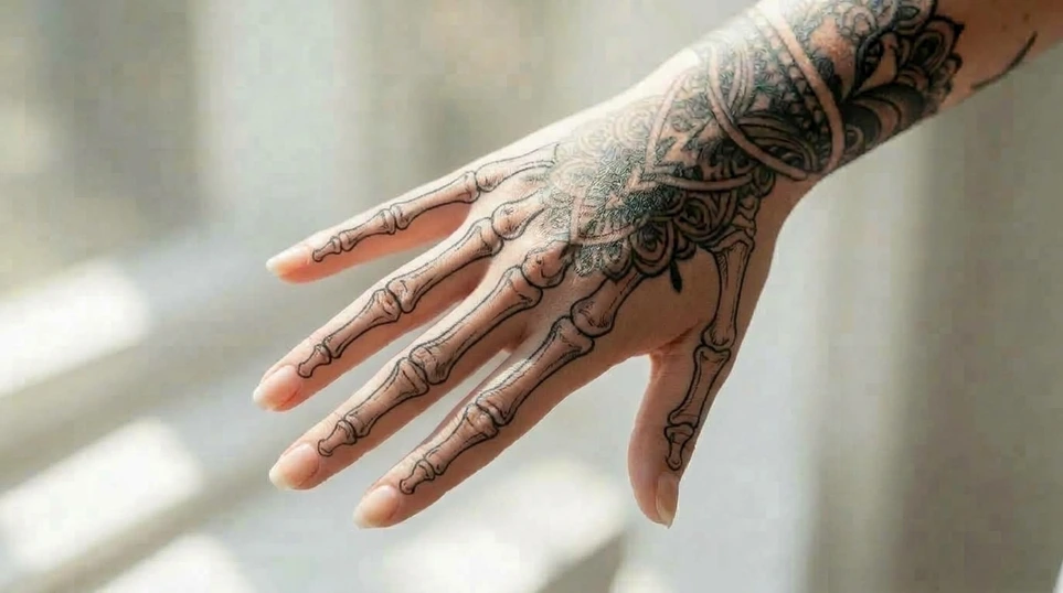 Minimalist Skeleton Hand Tattoos