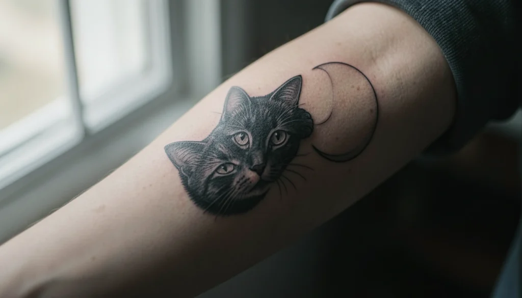 aesthetic black cat tattoo inspo