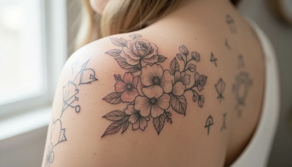 feminine shoulder tattoos with deep meaning