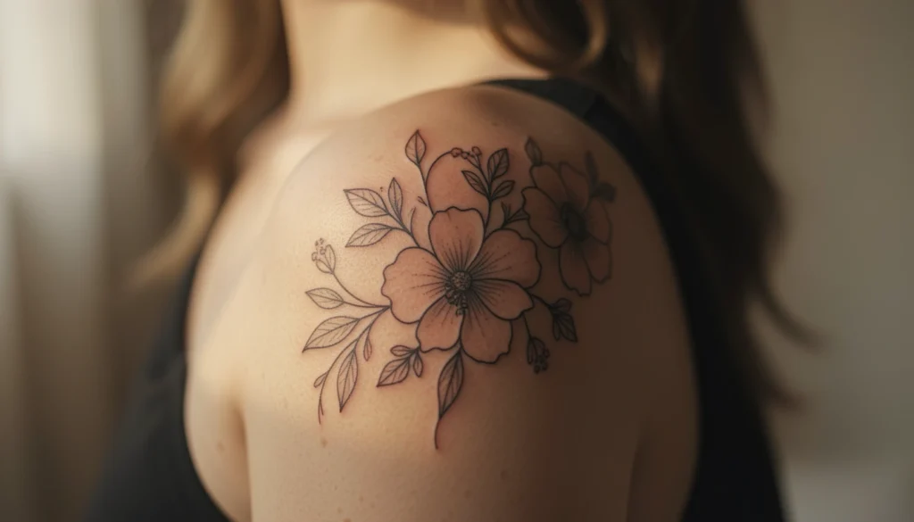 aesthetic feminine shoulder tattoos inspo