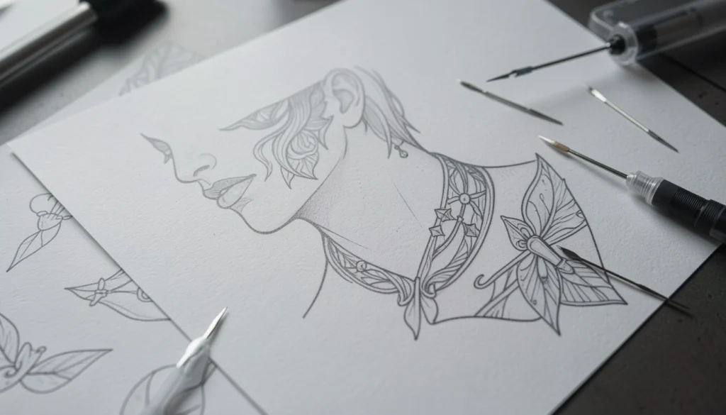 minimalist neck tattoos for men designs